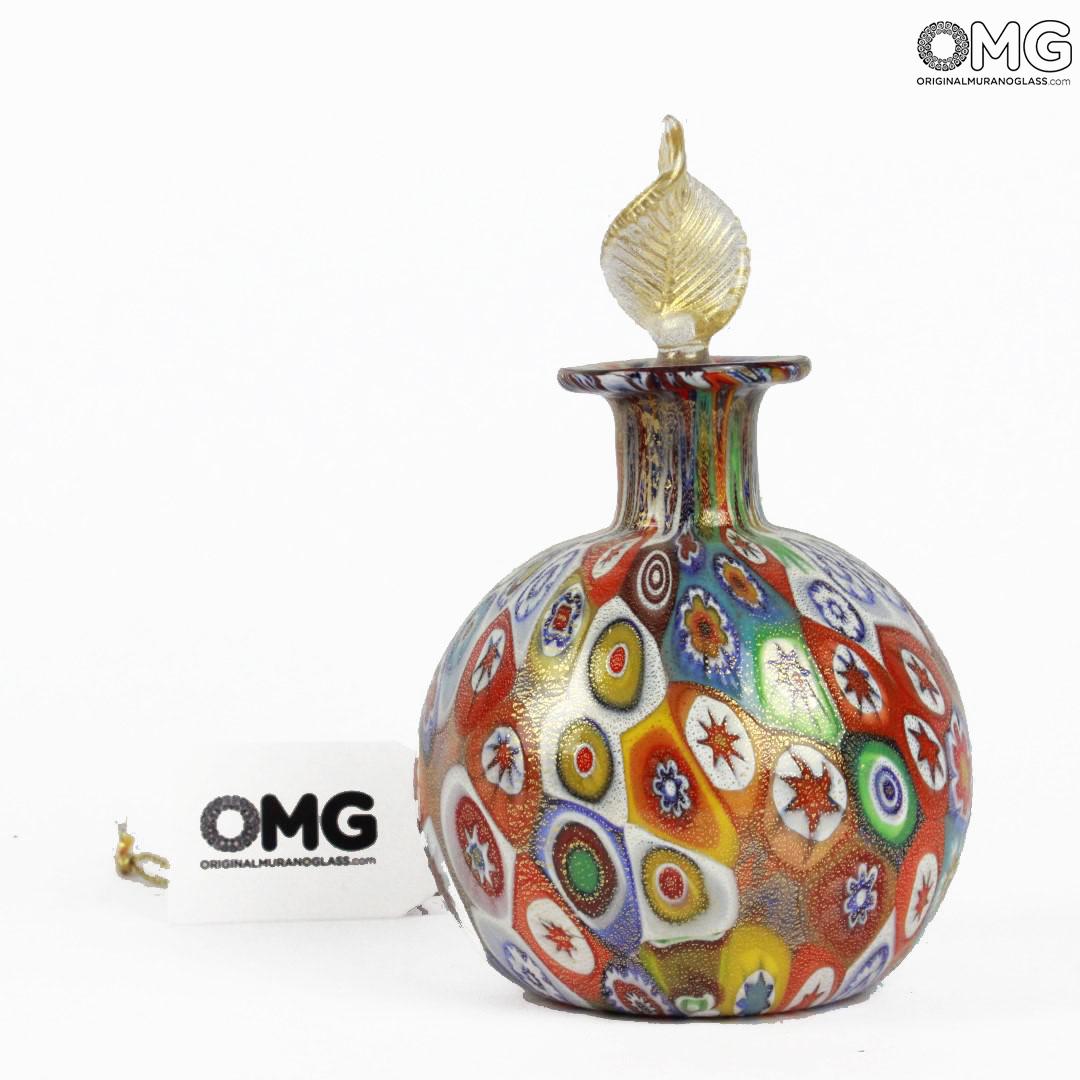 1475 ORIGINALMURANOGLASS Флакон для духов с миллефиори и золотом - Муранское стекло 9 см  - Вид №1