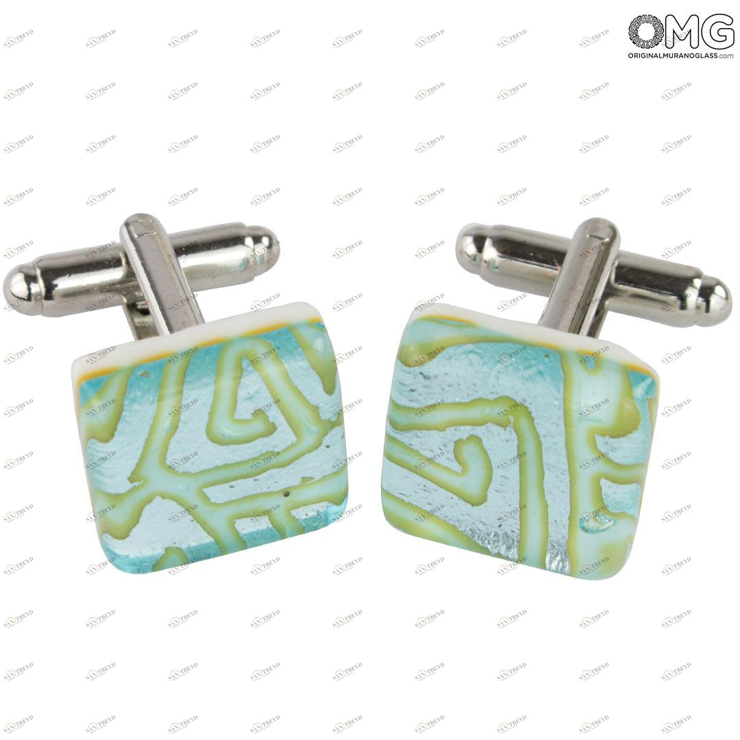 3994 ORIGINALMURANOGLASS Запонки светло-голубые - муранское стекло OMG 1 см 