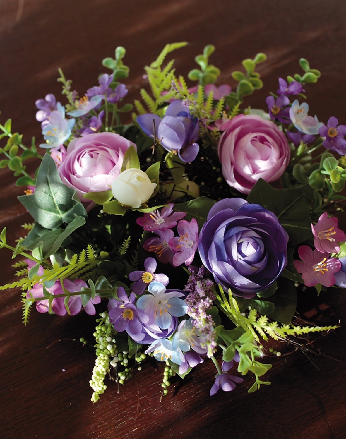 3161 102 a3 Искусственный венок 'Лютик-восковое растение', Ø 25 см, сине-фиолетовый H-andreas  - Вид №5