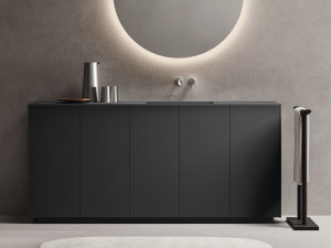 Деревянный напольный умывальник с дверцами