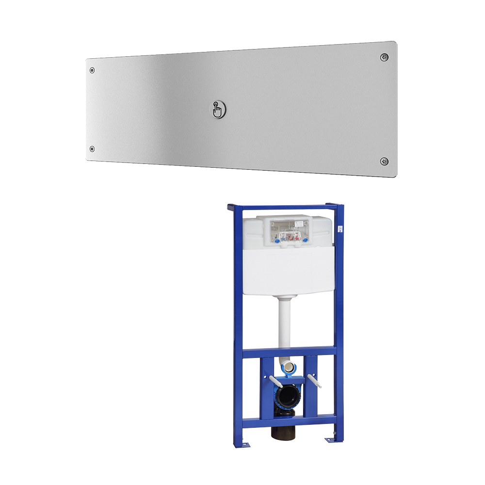 14026 Устройство смыва унитаза с пьезо кнопкой, с антивандальной крышкой, с рамой SLR 21, 24 В пост. SANELA 