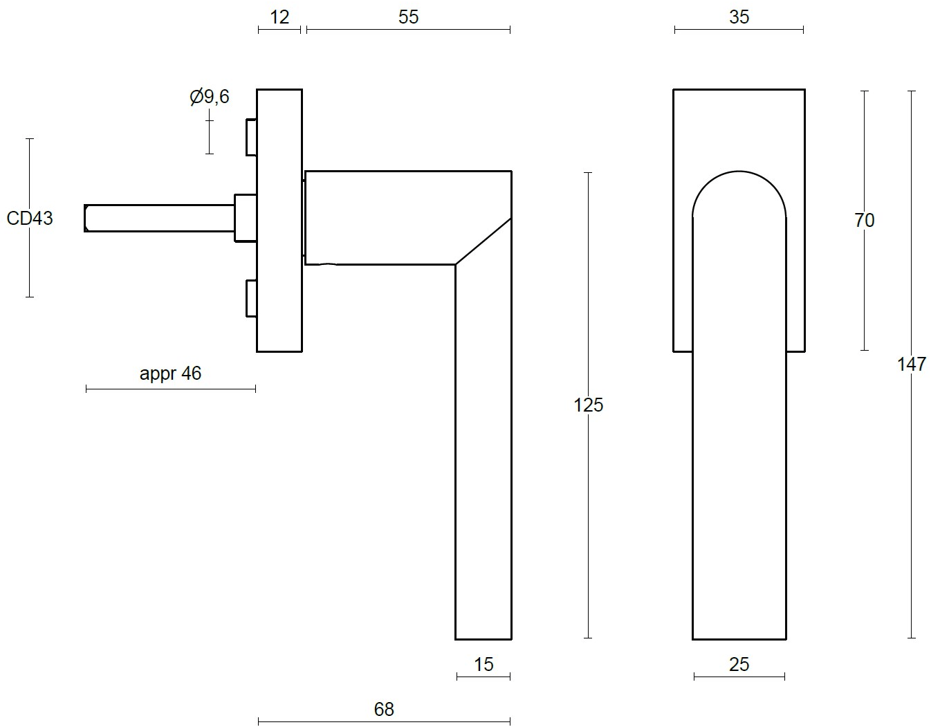 Formani Наклонно-поворотная оконная ручка dk из матового черного ПВХ Arc sun-id-1498860 - Вид №2