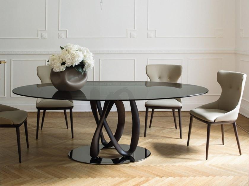 Porada Эллиптический стол из массива дерева со стеклянной столешницей Iron sun-id-1365772 - Вид №1