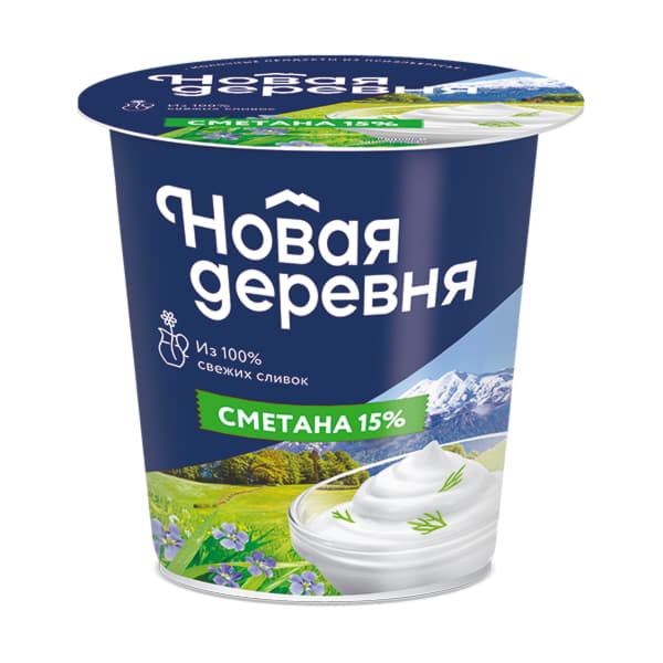 Сметана 15% Новая Деревня 400 г БЗМЖ Santreyd 20859