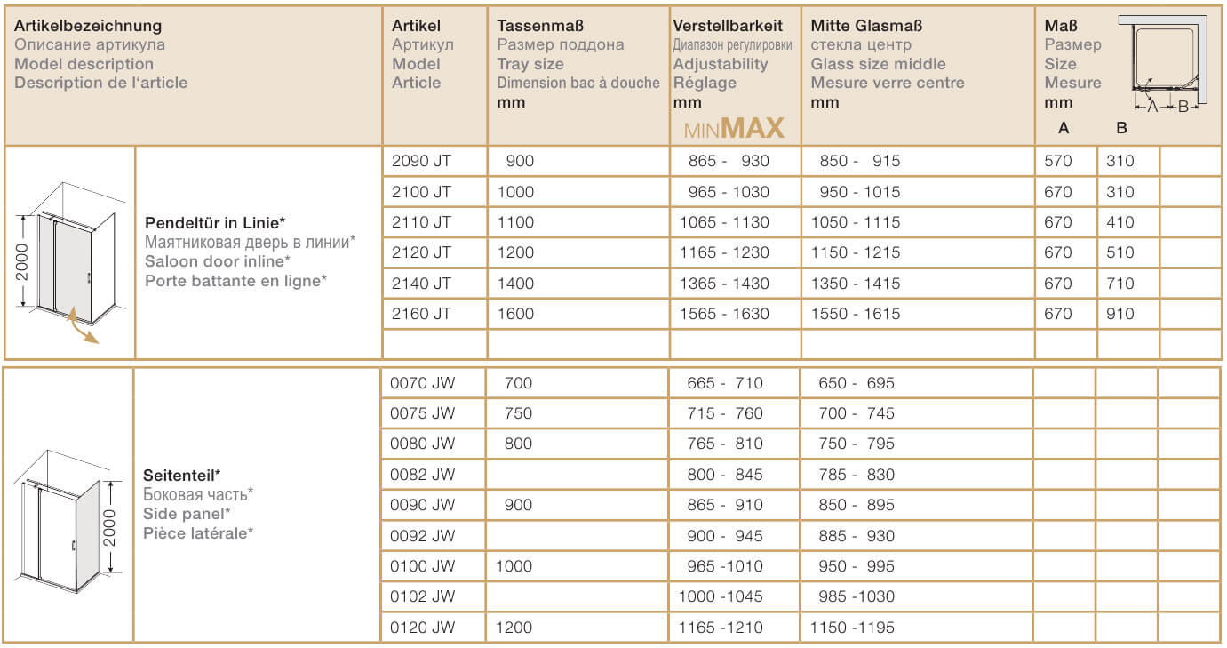 Маятниковая дверь Provex Jolly JT 2100 JT 05 GH L для душевой кабины левая Hi 2100JT05GHL - Вид №4