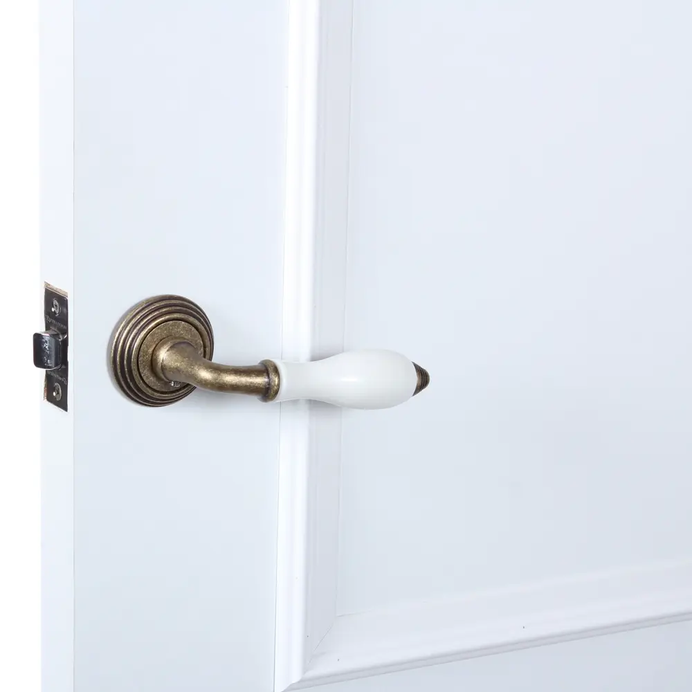 Ручки дверные на розетке EDS-V214 ЦАМ никелированное покрытие цвет античная бронза EDSON STLM-2008863 - Вид №4