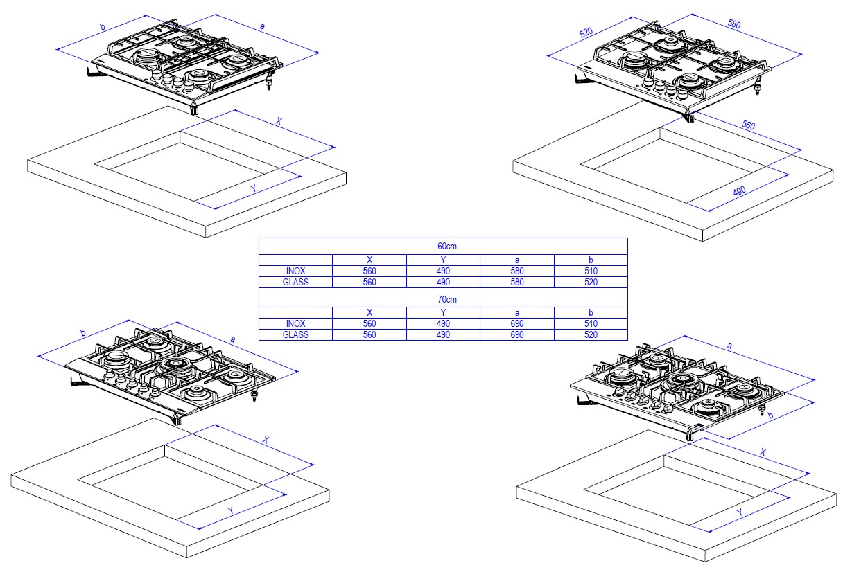 9087003 Газовая варочная поверхность DeLonghi GRETA 6GW BB STDN-0044924 - Вид №15