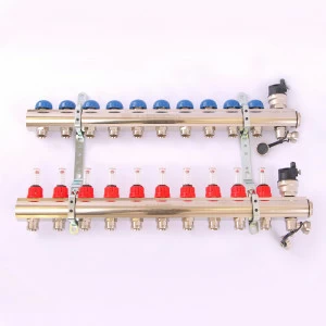 Коллекторная группа TOPWAY с термостатическими вентилями и расходомерами с метрической резьбой EMMETI 1"xM24x19 10 выходов