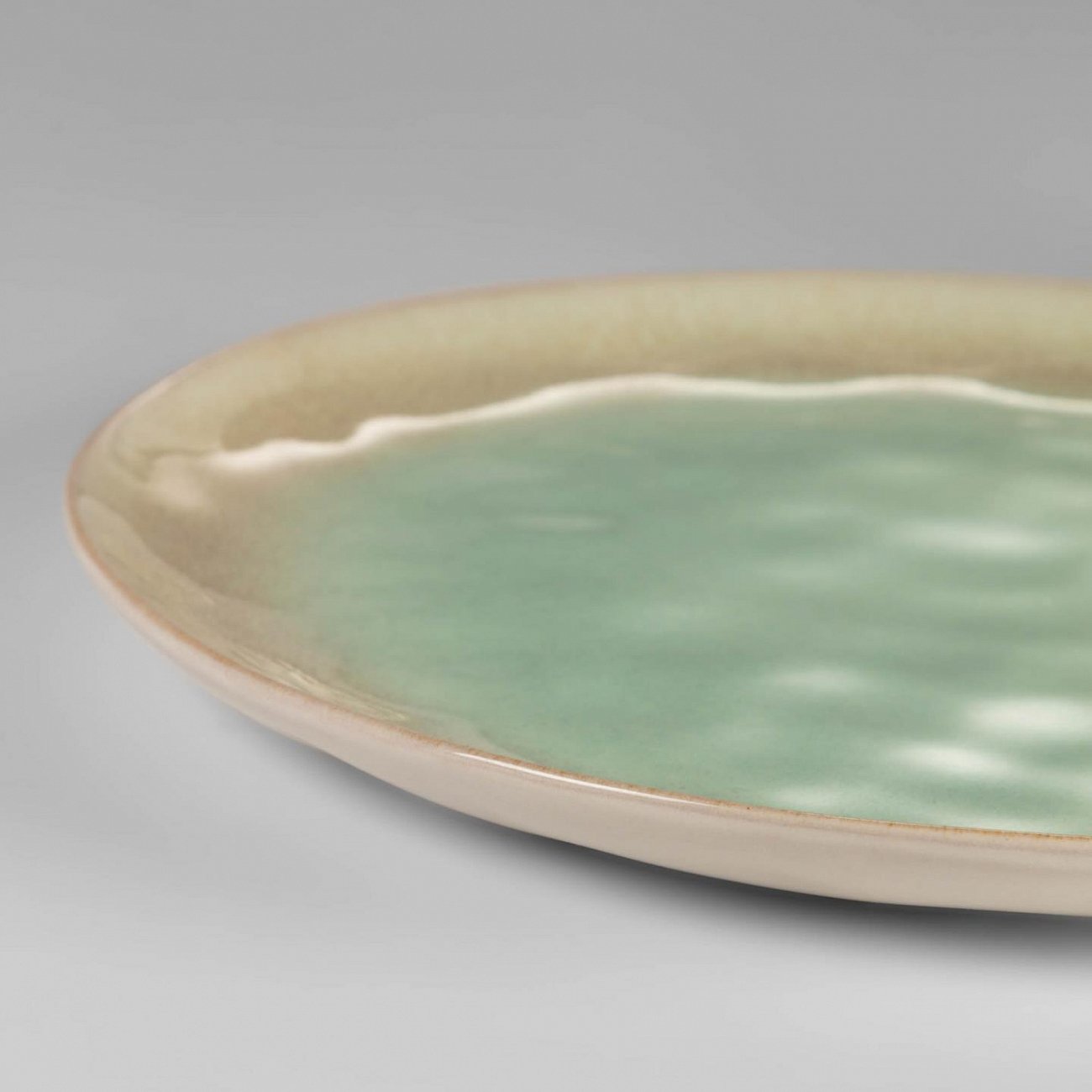 Тарелка керамическая столовая бело-зеленая Zain от La Forma LA FORMA ZAIN 00-3865088 Зеленый  - Вид №1