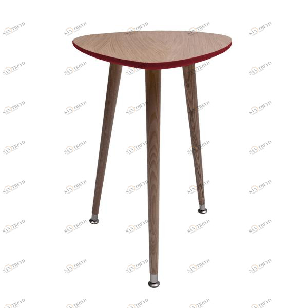 Кофейный столик с деревянными ножками и красным кантом "Капля" WOODI  00-3966514 Беленый дуб;бежевый;красный 