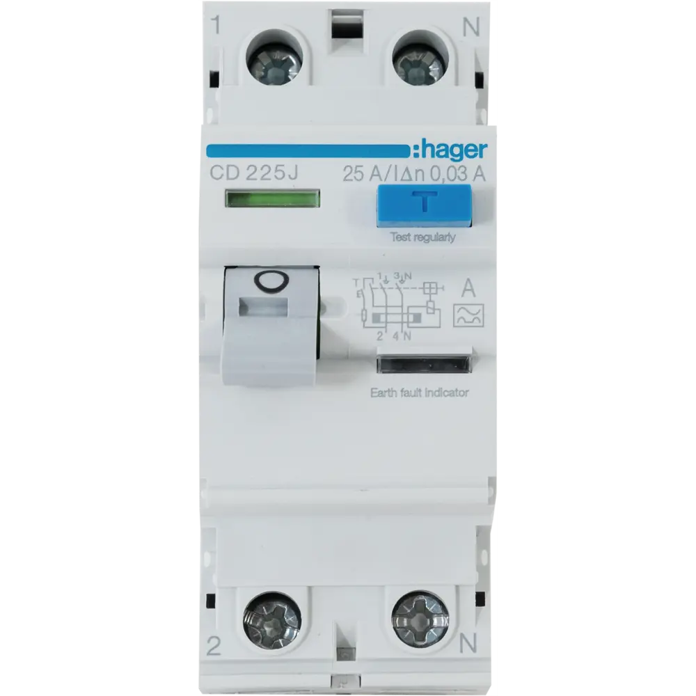 УЗО Hager CD225j 1P N 25 А 30 мА 4.5 кА AC STLM-2202721 - Вид №1
