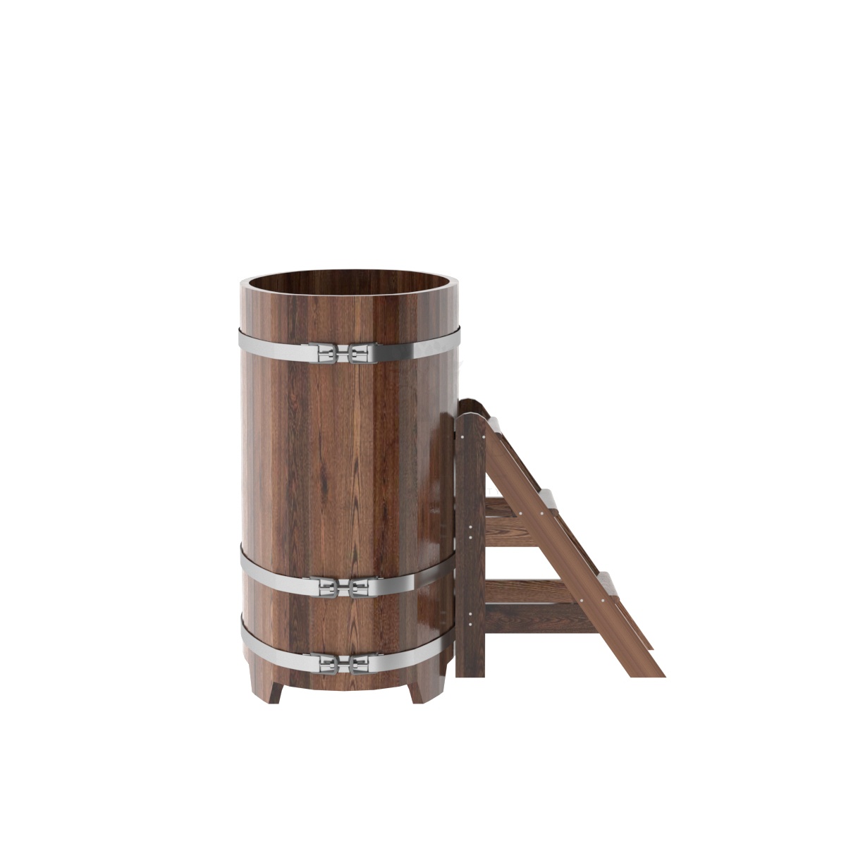 1138 Купель овальная из лиственницы 0,69х1,31х1,2 морёная премиум Alyarus  - Вид №2