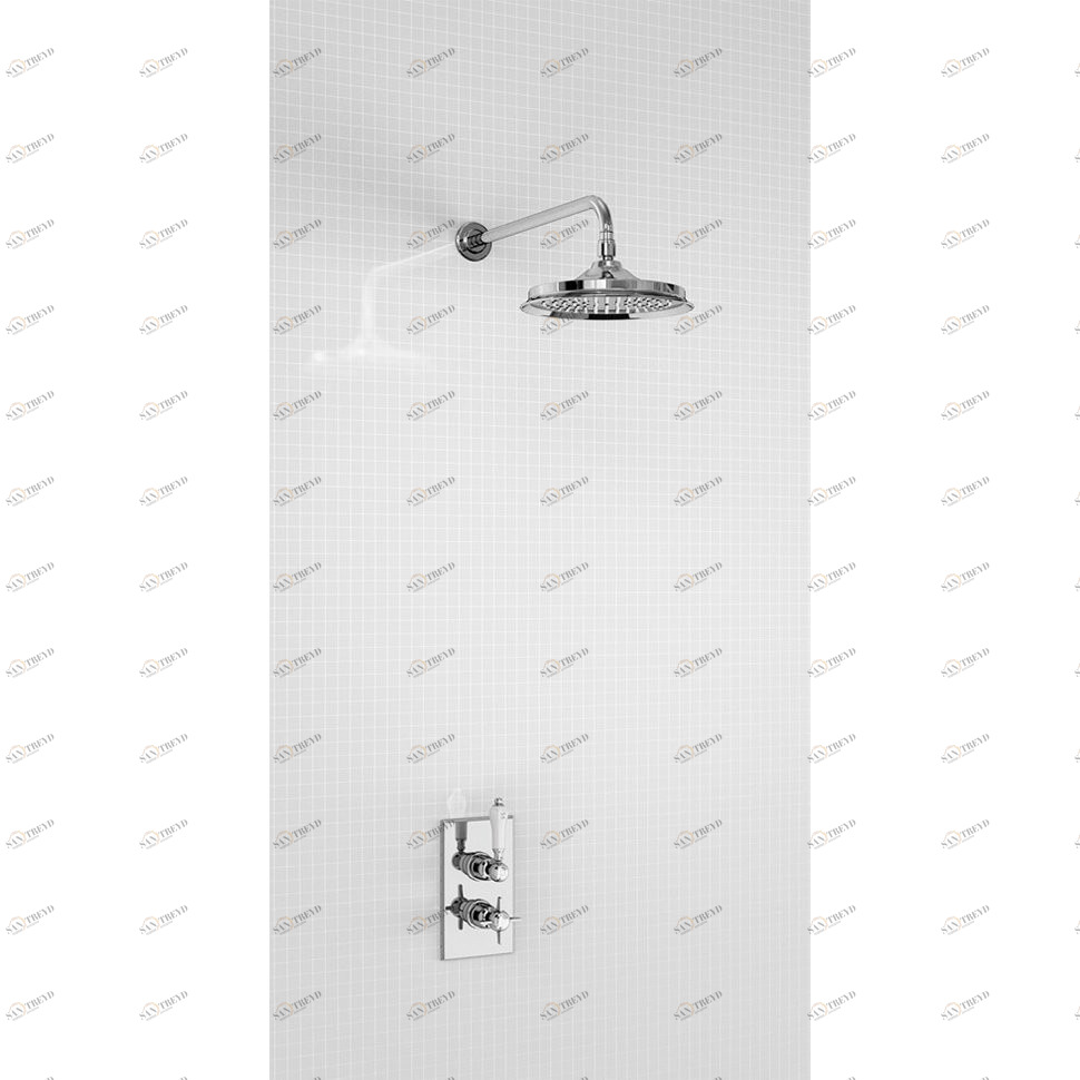 Душевая стойка с встроенным термостатом На 1 выпуск, верхняя лейка 12', ХРОМ [BARC73 CHR + V60] Arcade Burlington ARC73 CHR, V60/ARCV60 CHR