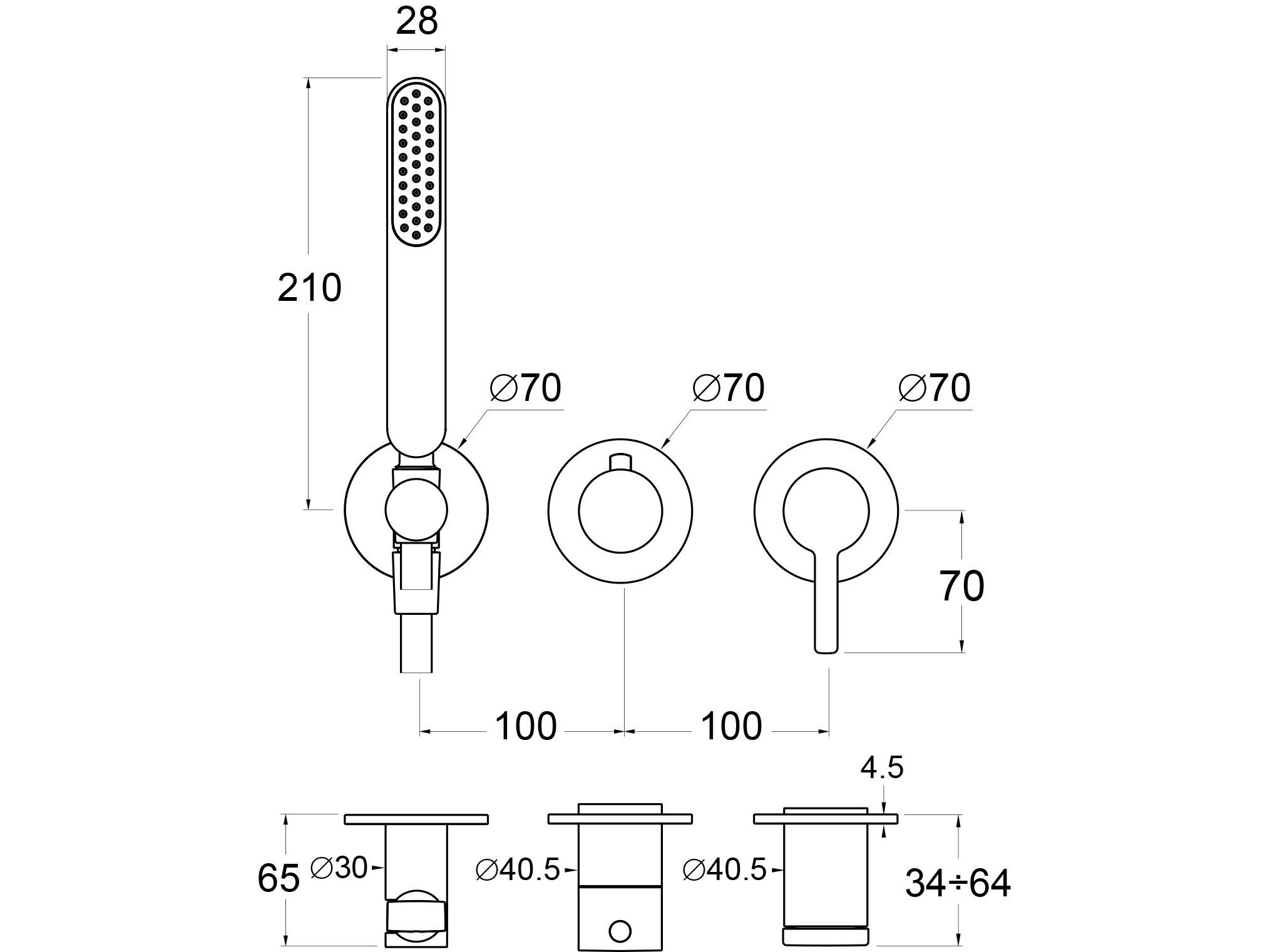 Однорычажный смеситель для душа с ручным душем GUGLIELMI RUBINETTERIE QR ARCH-00153000 - Вид №2