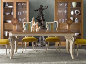 Деревянный прямоугольный выдвижной стол для гостиной