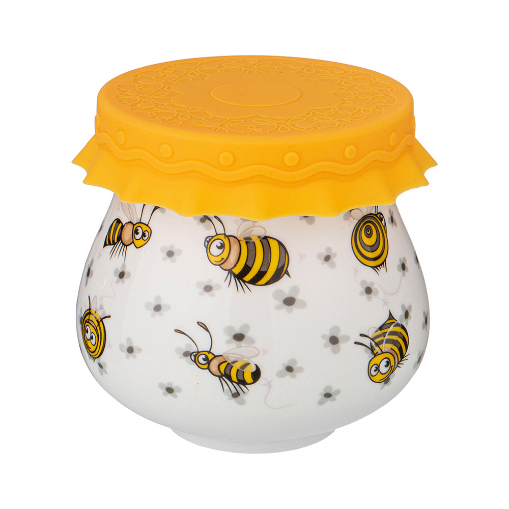 359-677 Посуда фарфоровая Баночка Для Меда/Варенья с силиконовой крышкой 2 300 мл Пчёлы Lefard 