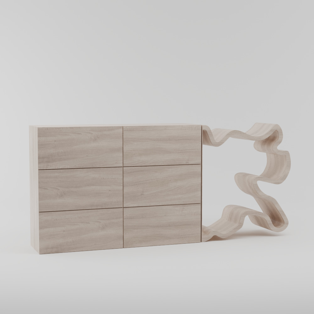 Комод с 6 ящиками беленый дуб "Пень тонкий" от Odingeniy ODINGENIY ДИЗАЙНЕРСКИЕ, КОМОДЫ "ПЕНЬ" ОТ ODINGENIY 178424 Белый  - Вид №1