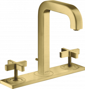 39134950 Смеситель для раковины 170 на 3 отверстия с изливом 140 мм, поперечными ручками, тарелкой и сливным гарнитуром AXOR CITTERIO