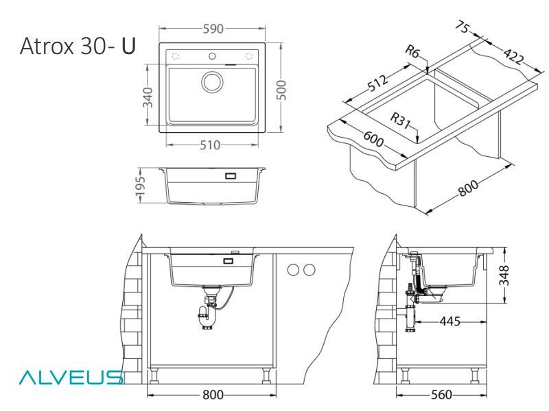 Мойка Alveus Atrox 30 1131995 - Вид №2