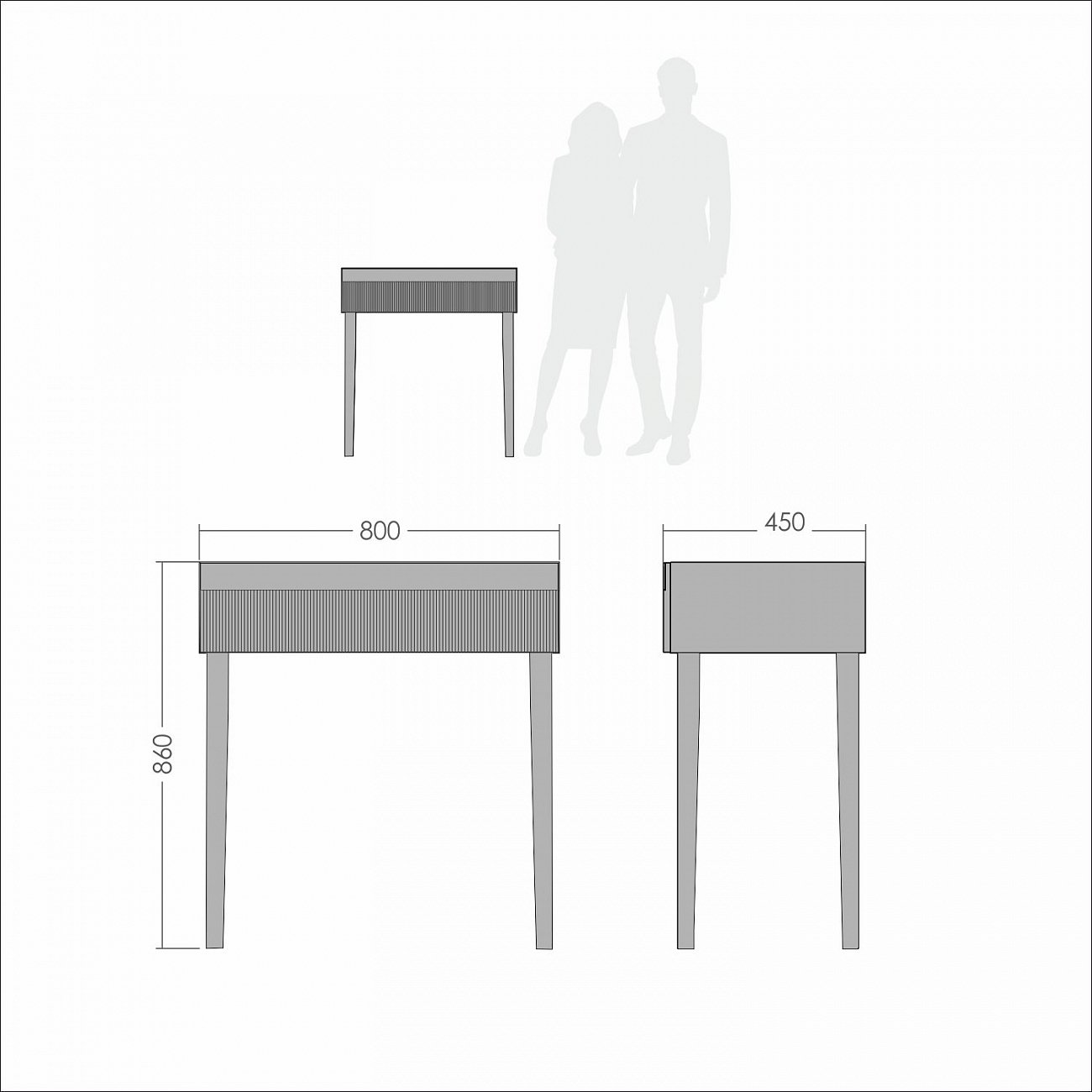 Консоль с ящиком серая с зеркальной отделкой "Фланж" GRAUM  304048 Зеркальный;серый  - Вид №1