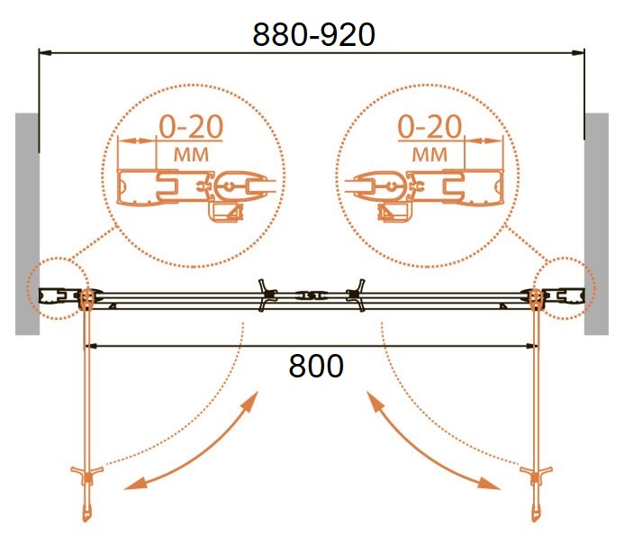 Душевая дверь в проем CEZARES RELAX-B-2-90-C-Bi - Вид №3