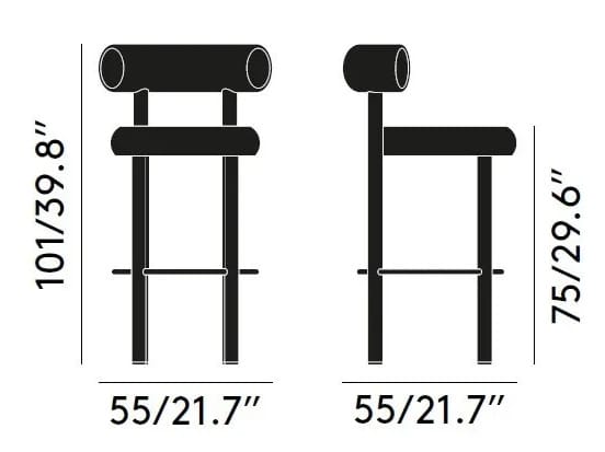 Высокий металлический табурет с тканевой подкладкой Tom Dixon Fat ARCH-00066886 - Вид №15