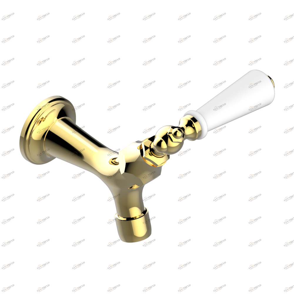 G28-166/C Кран настенный 1/2" для холодной воды Thg-paris 1900 с рукоятками Покрытие PVD золотистый цвет G28-166/C CAT.F