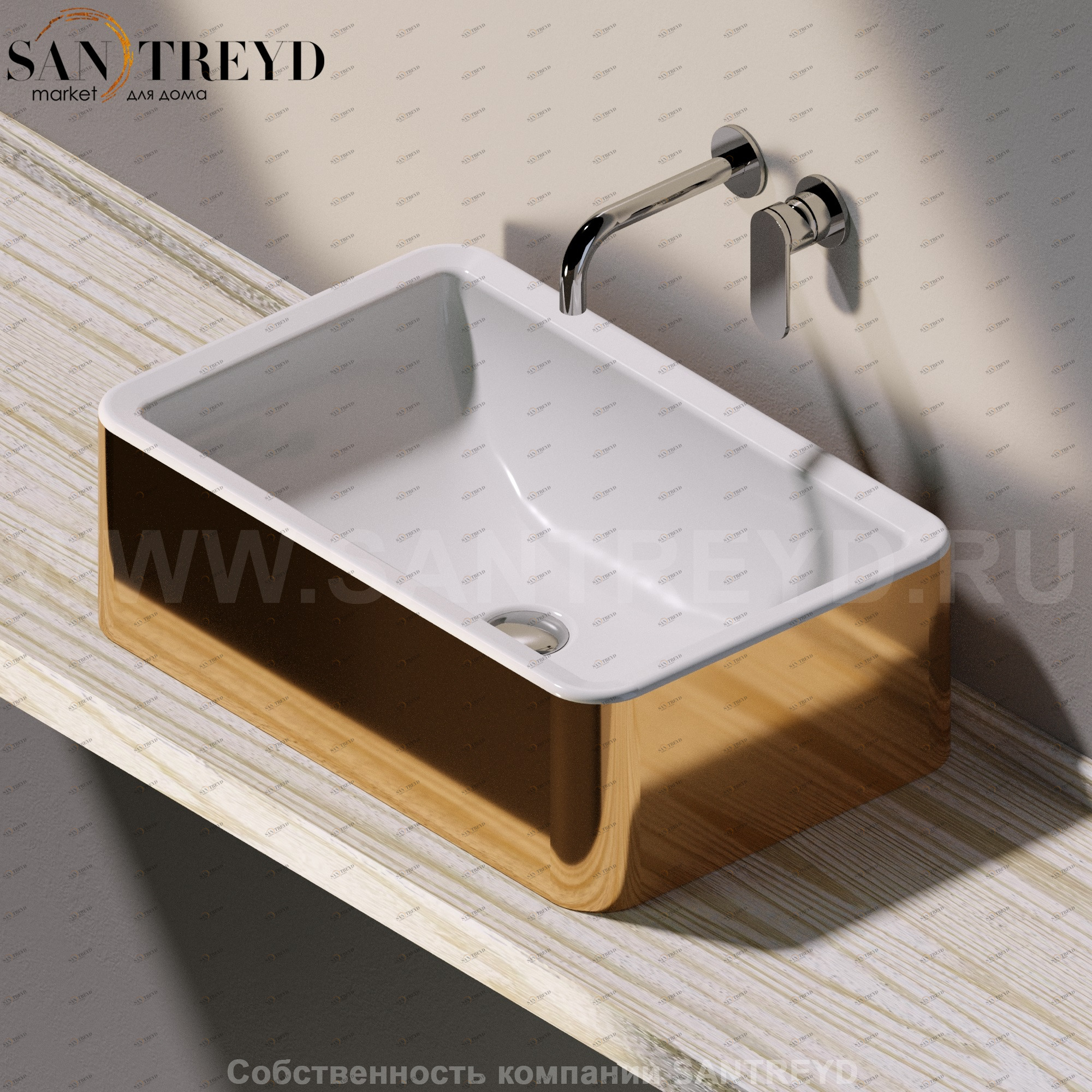 NL62H20GOLD Накладная раковина на столешницу  прямоугольная Ceramica Flaminia Nile