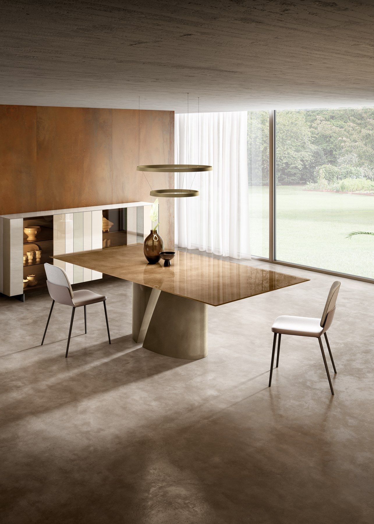 Прямоугольный стеклянный стол с металлическим основанием Lago WADI - 2515X ARCH-00144193 - Вид №1