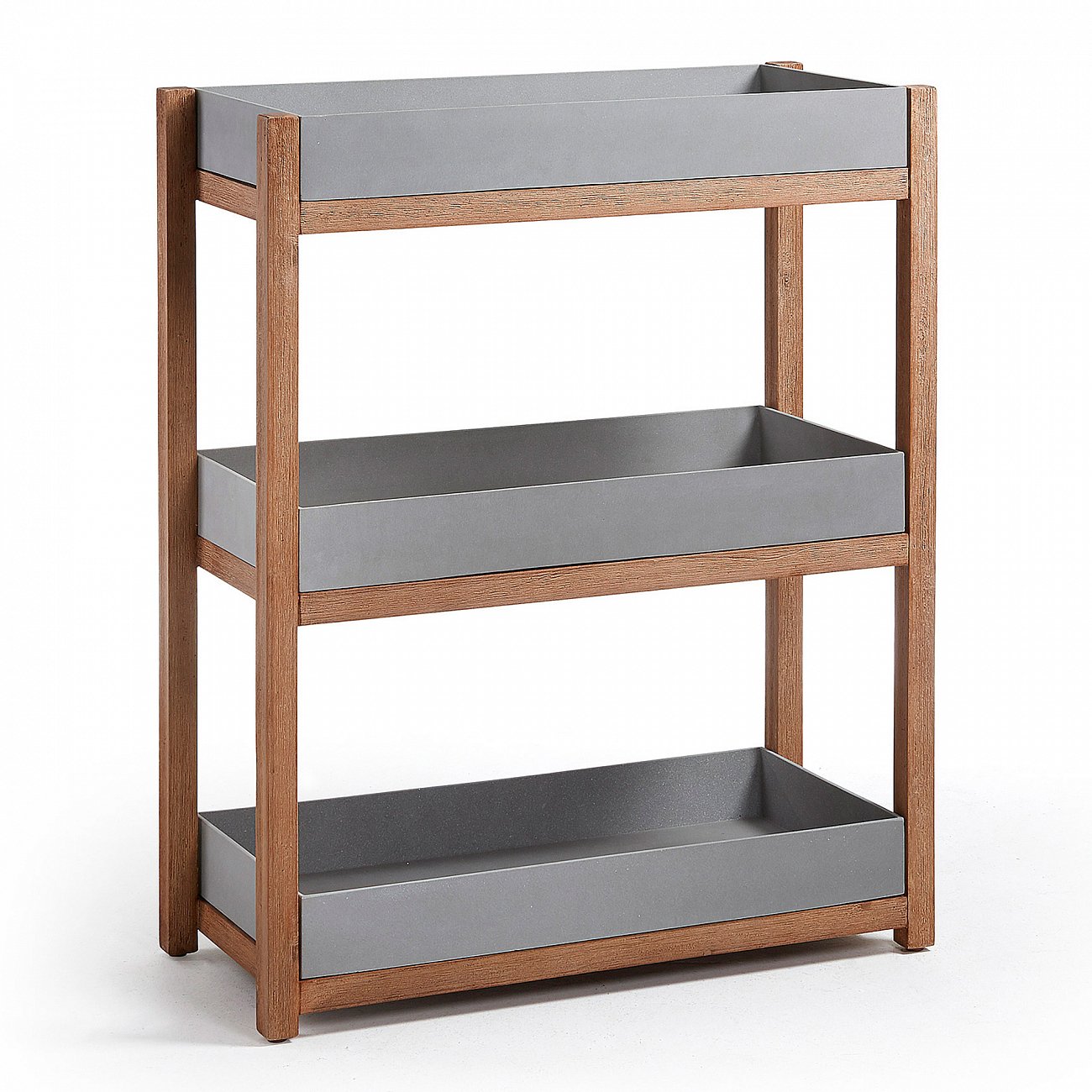 Стеллаж деревянный цементно-серый Luka от La Forma LA FORMA LUKA 00-3864490 Коричневый;серый  - Вид №1