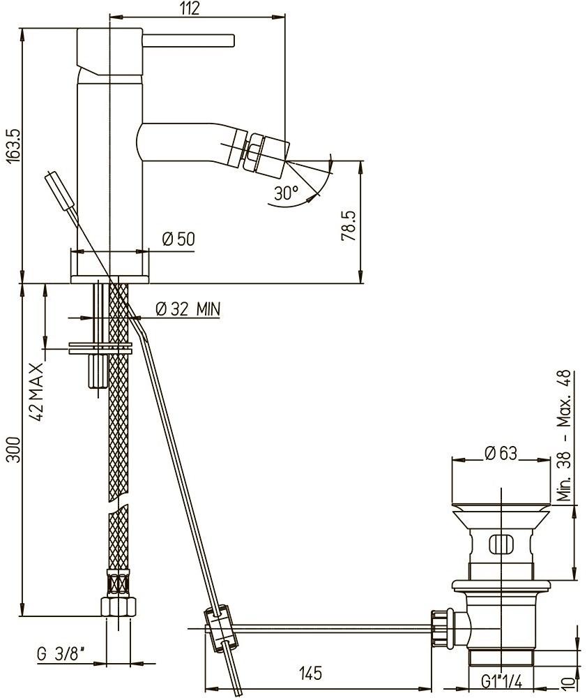 Paini Cox 78PZ306 смеситель для биде  - Вид №2