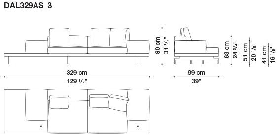 B&B Italia 3-х местный тканевый диван с шезлонгом Dock sun-id-1355318 - Вид №21