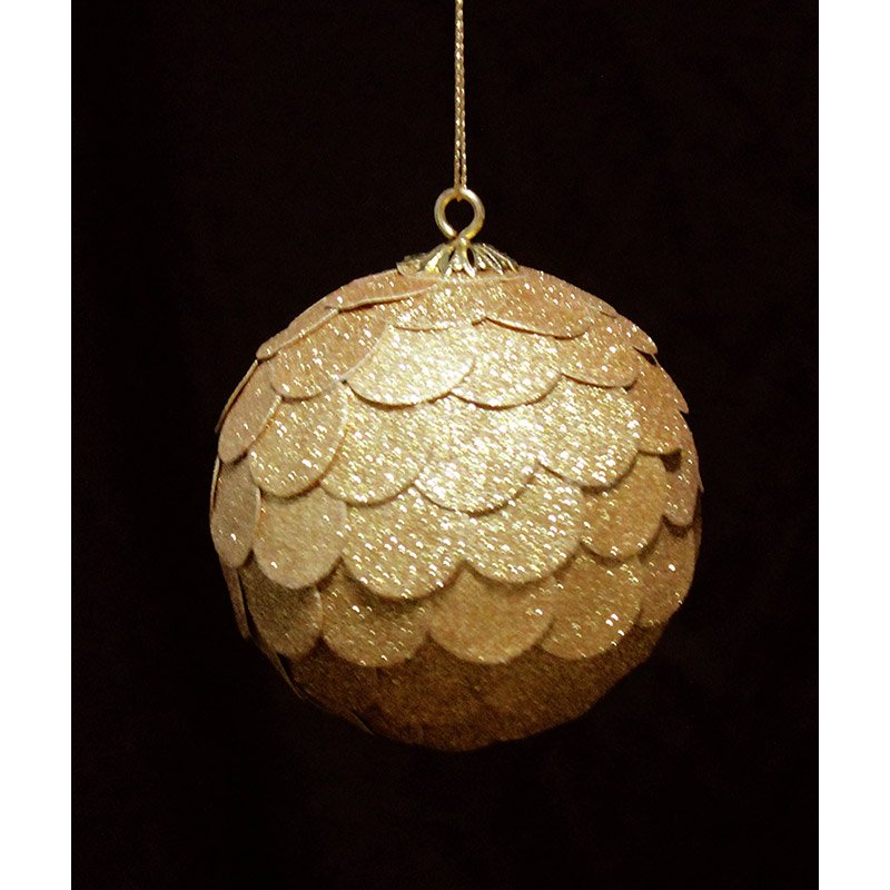Шар новогодний золотой с блестящими чешуйками Paper ball, 10 см ENJOYME  253100 Золото  - Вид №2