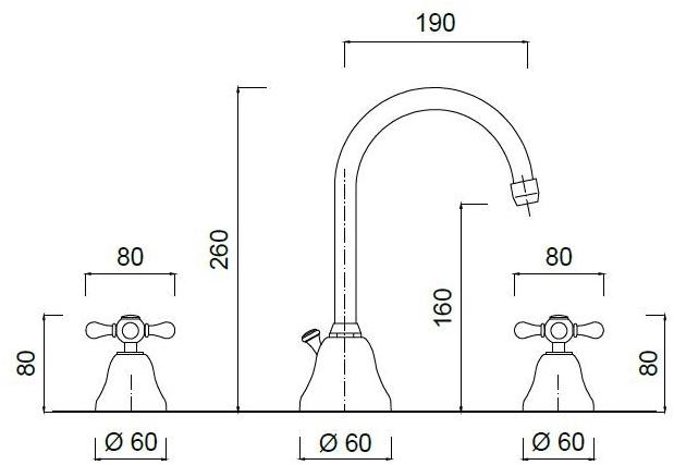 Rubinetteria Giulini Смеситель для раковины на 3 отверстия с регулируемым изливом Lotus - vienna Fa506 - Вид №1