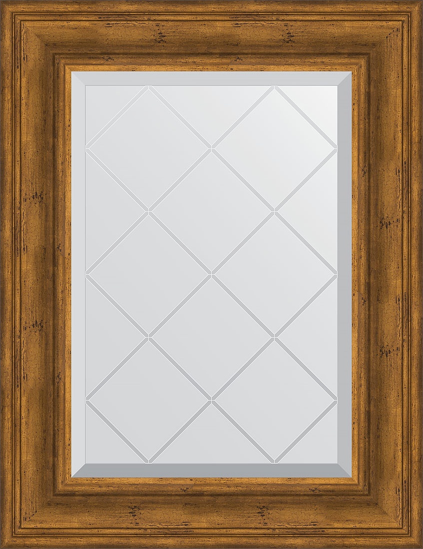 BY 4032 Зеркало с гравировкой в багетной раме - травленая бронза 99 mm EVOFORM Exclusive-G