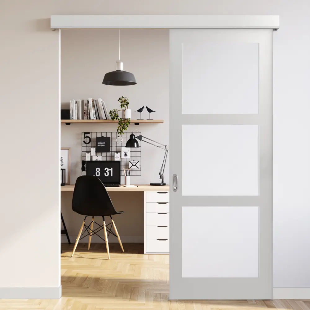 Дверь межкомнатная со стеклом Британия 80x200 см эмаль белый с замком BELWOODDOORS STLM-2054891 - Вид №5