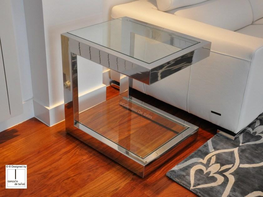 Gonzalo De Salas Квадратный сервировочный стол из нержавеющей стали и стекла Lisa sun-id-1497688 - Вид №1