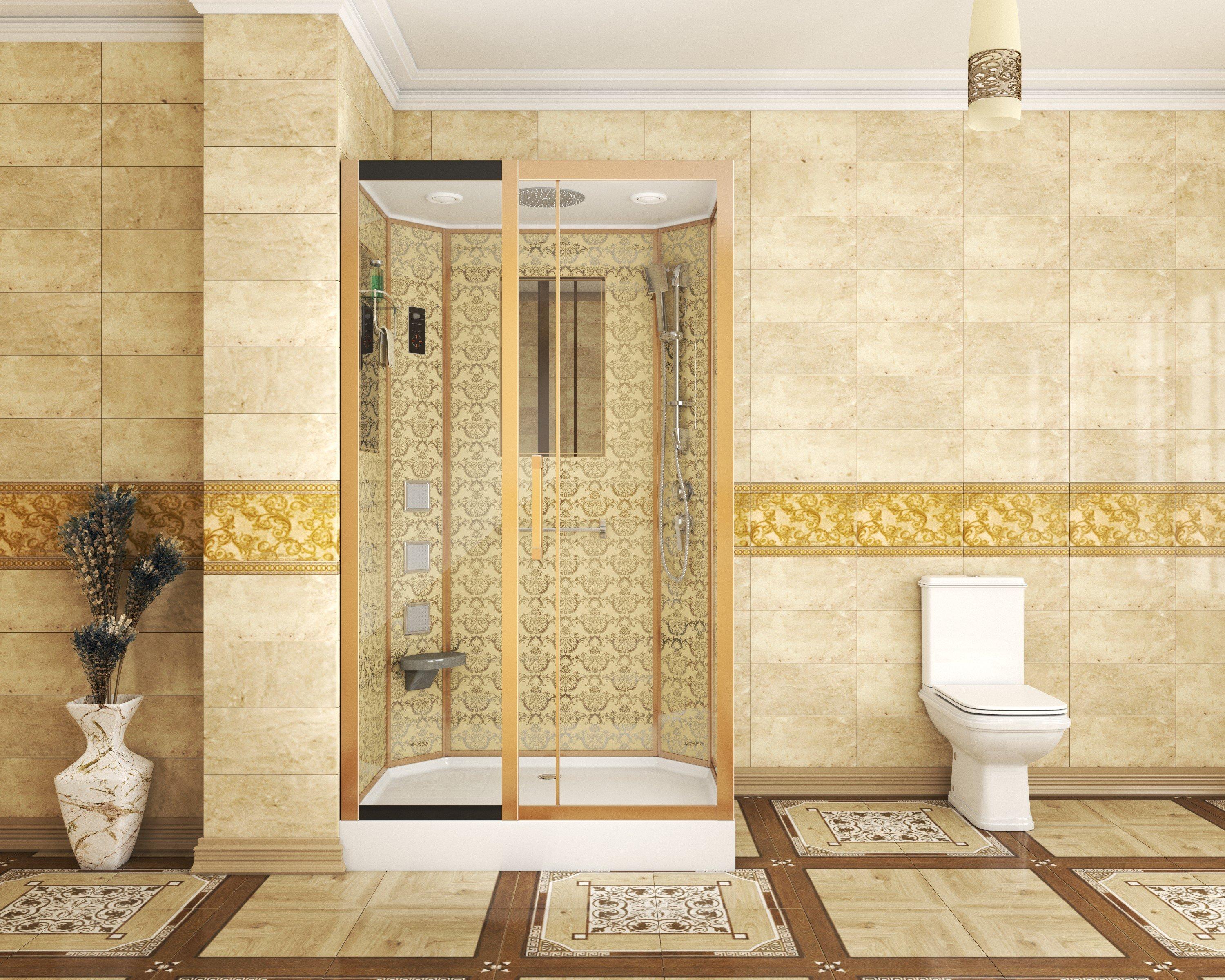 Душевая кабина NG-7711GL (900x1200х2150) низкий поддон стенки ЗОЛОТО Niagara Luxe - Вид №1