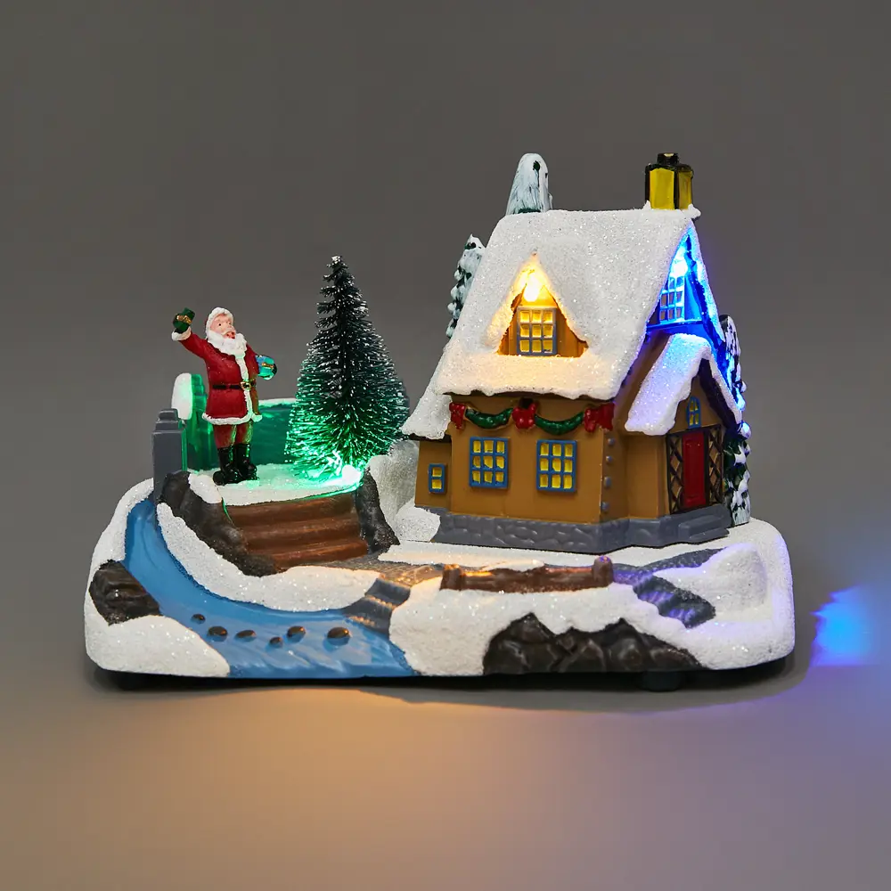 87547211 Композиция новогодняя светодиодная Домик у реки 17x11x12 см STLM-0952768 Santreyd  - Вид №4