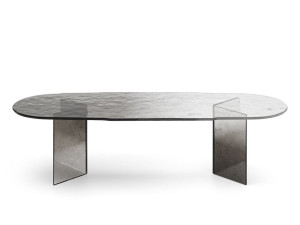 Стеклянный овальный обеденный стол