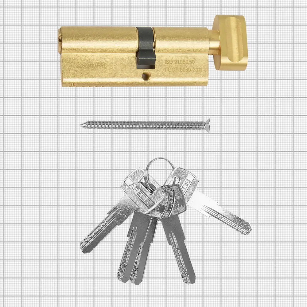 Цилиндр дверной APECS Pro с защитой от выбивания, золото 85302877 PRO LM STLM-0061043 - Вид №3