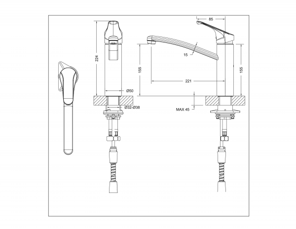 Смеситель для кухни COMMON F7234129CP-RUS bravat - Вид №1