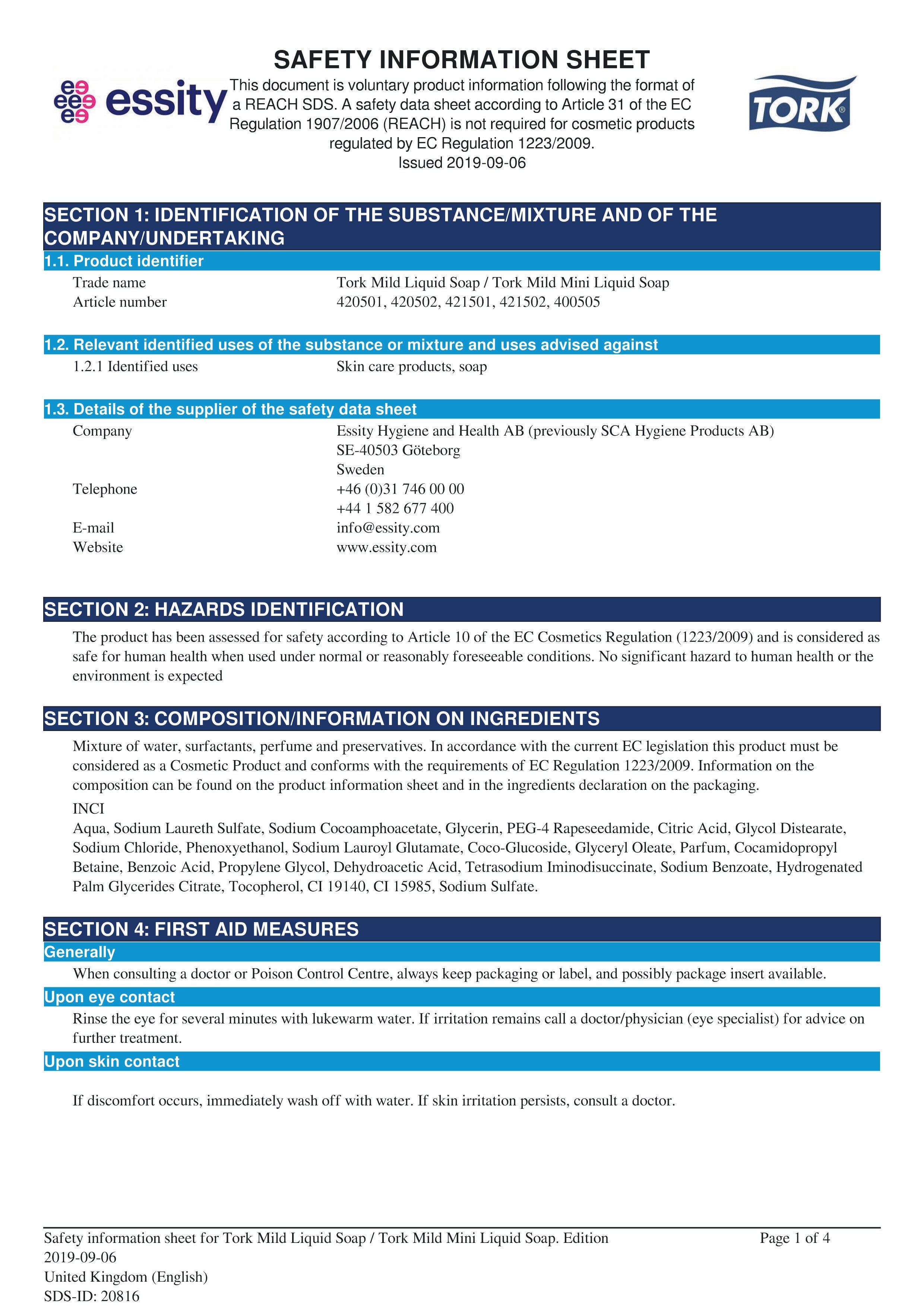 40050538 Нежное жидкое мыло Tork  - Вид №3