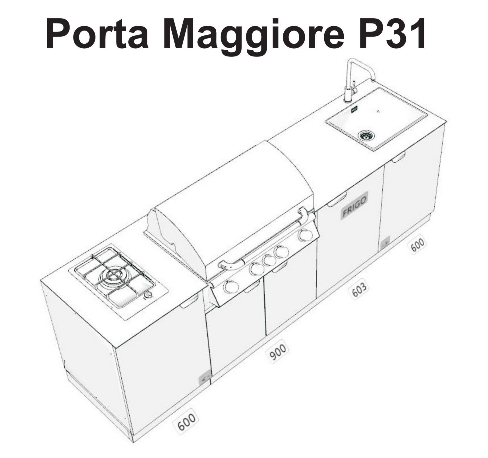 Газовая плита из нержавеющей стали с барбекю OF outdoorkitchens Porta Maggiore ARCH-00088488 - Вид №9