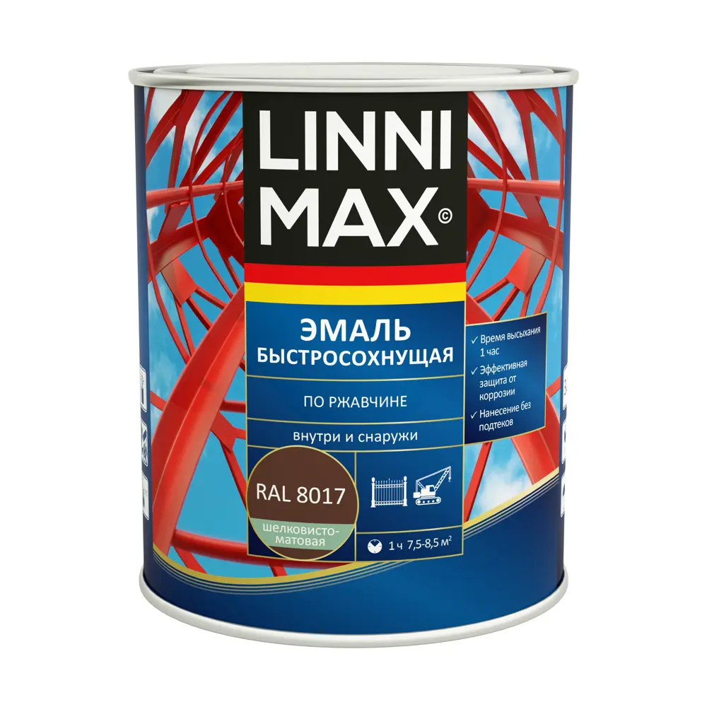 Грунт-эмаль по ржавчине Linnimax Быстросохнущая шелковисто-матовая цвет шоколадно-коричневый 0.75 л 89379728 STLM-2164590  - Вид №1