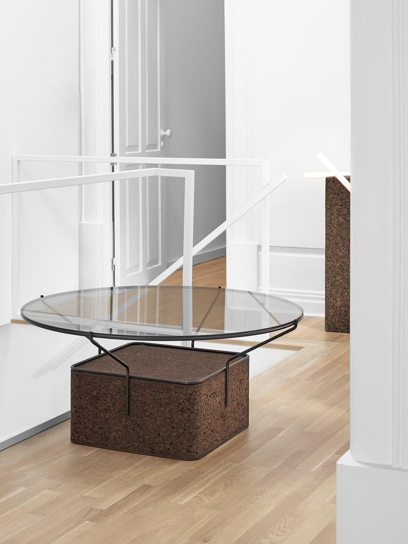 BlackCork Круглый журнальный столик из пробки и стекла Frame sun-id-1488160 - Вид №3