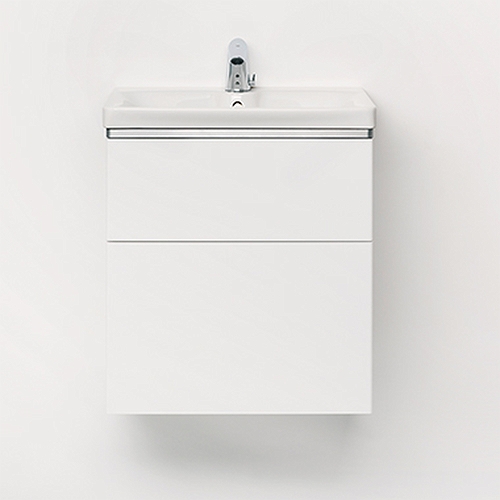 9610021101 IDO Glow напольная тумба под умывальник, с двумя ящиками, W = 580 мм, W1 = 600 мм, белый - Вид №1