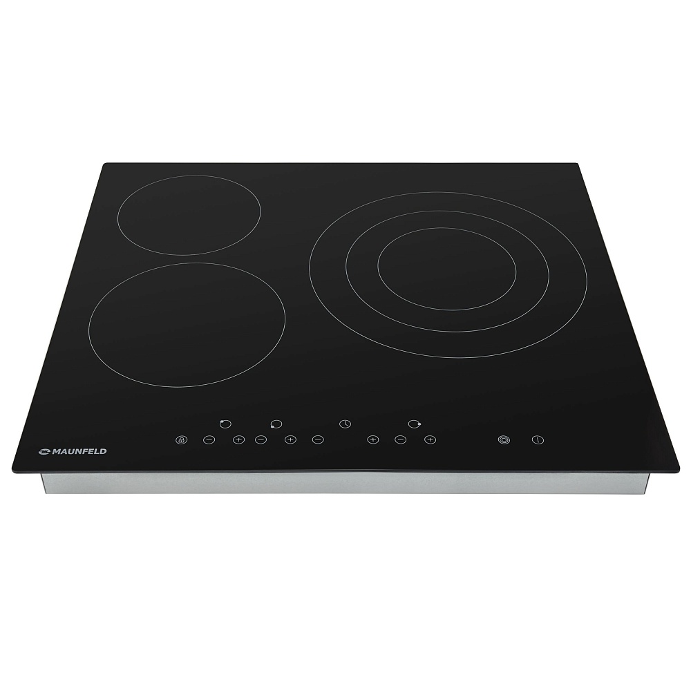 EVCE.593.T-BK Электрическая панель / электрическая, тип: электрическая 60см , стеклокерамика, 3 конфорки, особенности: индикация ступени нагрева (от 0 до 9), таймер приготовления, таймер минутный, индикатор остаточного тепла, замок от детей, блокировка вс Santreyd  - Вид №1