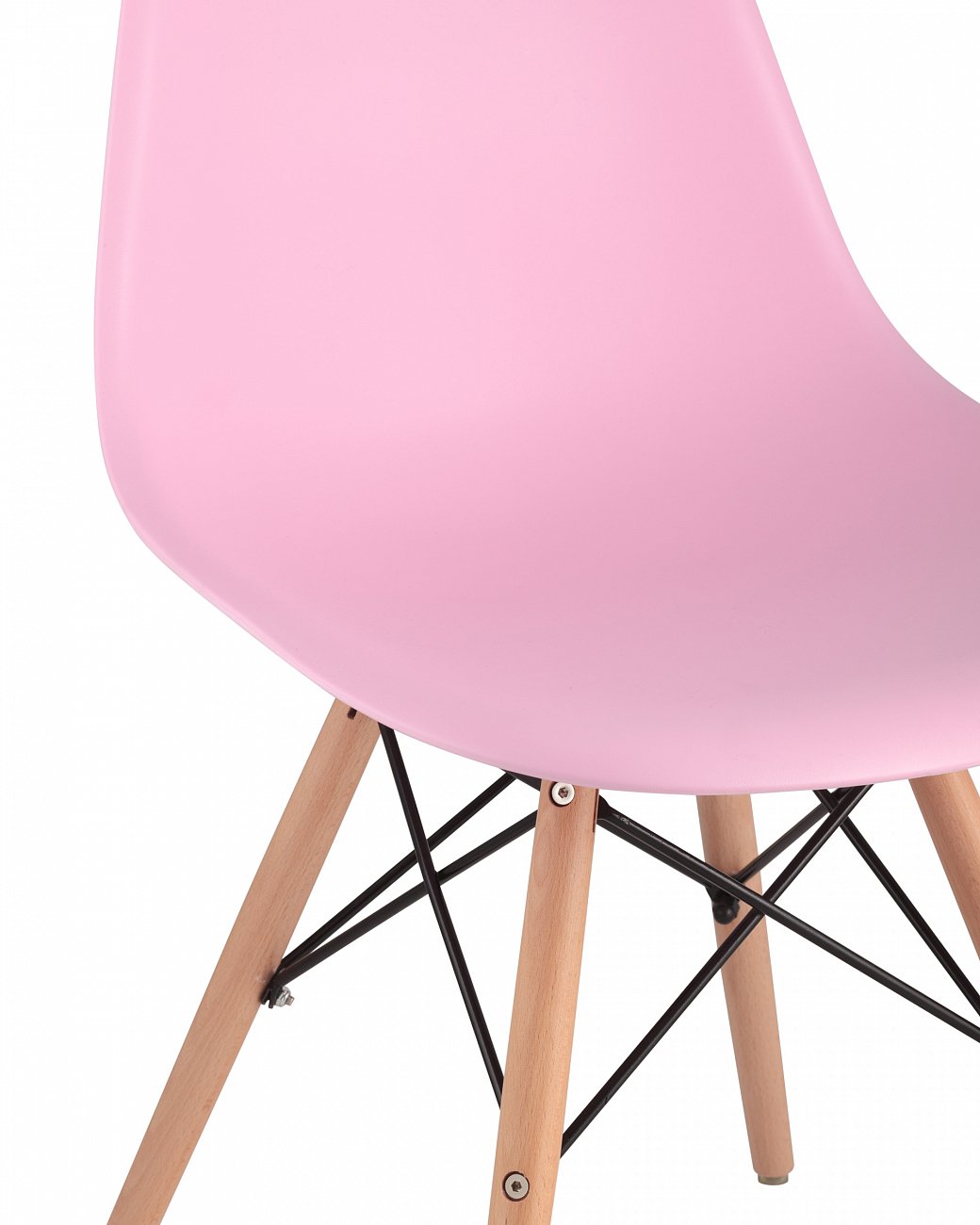 Стул со спинкой розовый с деревянными ножками Eames EAMES ДИЗАЙНЕРСКИЕ, EAMES DSW 00-3882007 Розовый  - Вид №4