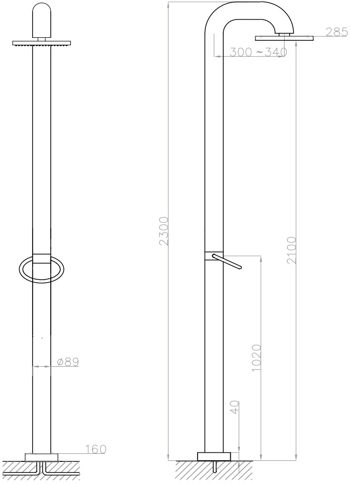 JEE-O Душевая стойка напольная из нержавеющей стали Fatline 200-6100/01-001-0365 - Вид №6